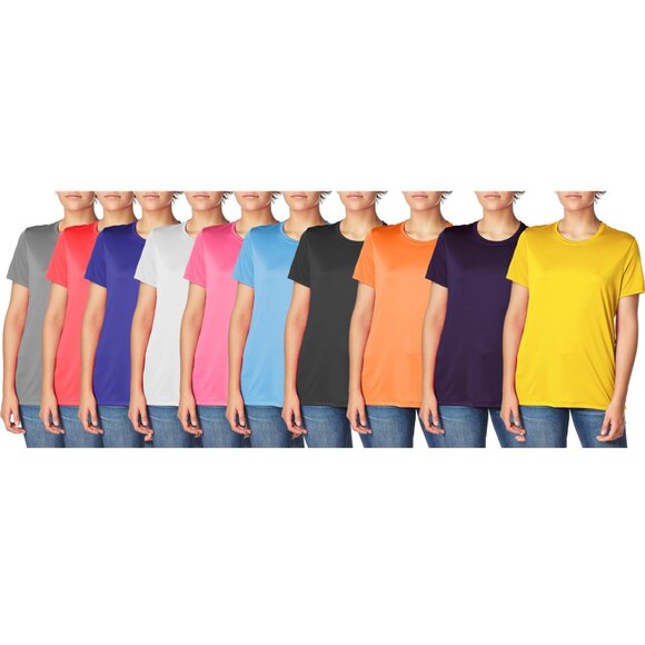 1-Pack Women's Slim-Fit Short Sleeves Crew Neck Red T-Shirt with (Plus Sizes) - Picture 12 of 16